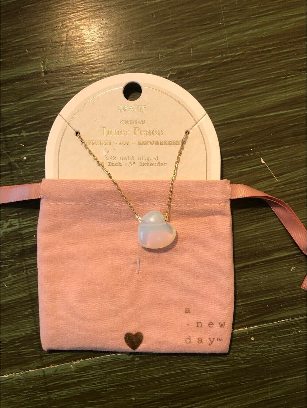 A New Day NWT 14k Gold Dipped 16" Opalite Pendant Necklace